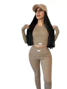 Mocha Yoga Set for Women, All-Season Activewear, Flattering Fit with Cinched Waistband & Long Sleeves