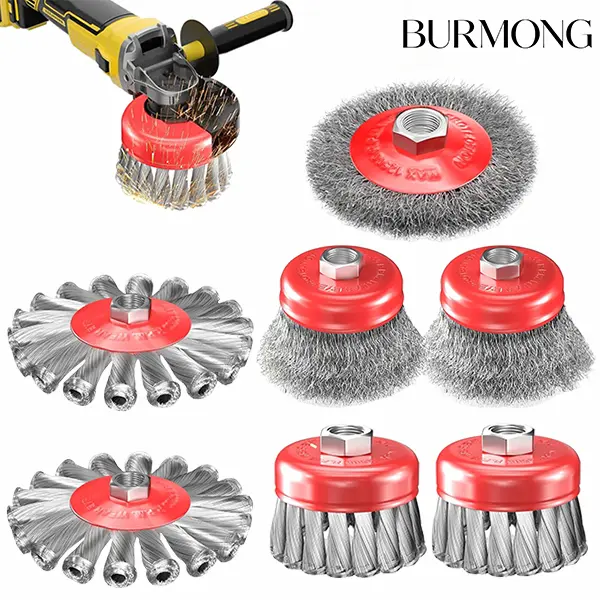 7 PCS Carbon Steel Wire Wheel Brush Set, 3"-4" Knotted & Crimped Cup/Wheel Brushes with 5/8"-11 UNC Threaded Arbor, Heavy Duty Rust Paint Corrosion Removal Hand Tools for 4-1/2" Grinders summervibes