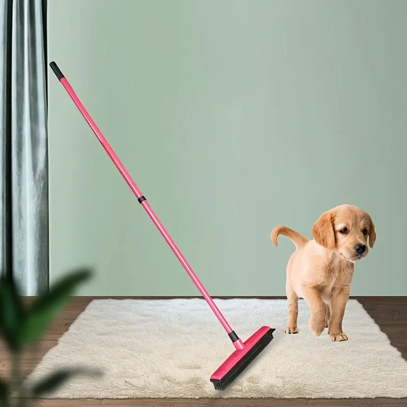 1pc, Telescopic Carpet Hair Remover Sweeper - Silicone Bristles for Pet Hair Removal - Household Cleaning Tool for Floors and Carpets - Apartment Essentials
