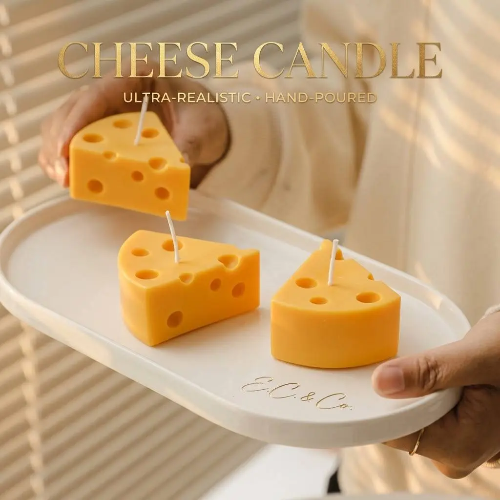 2PACK Cheese Shaped Scented Candle, Aroma Soy Wax Decorative Candlefor Photo Prop Birthday Wedding Holiday Party Gift,for Meditation Stress Relief Bath Yoga
