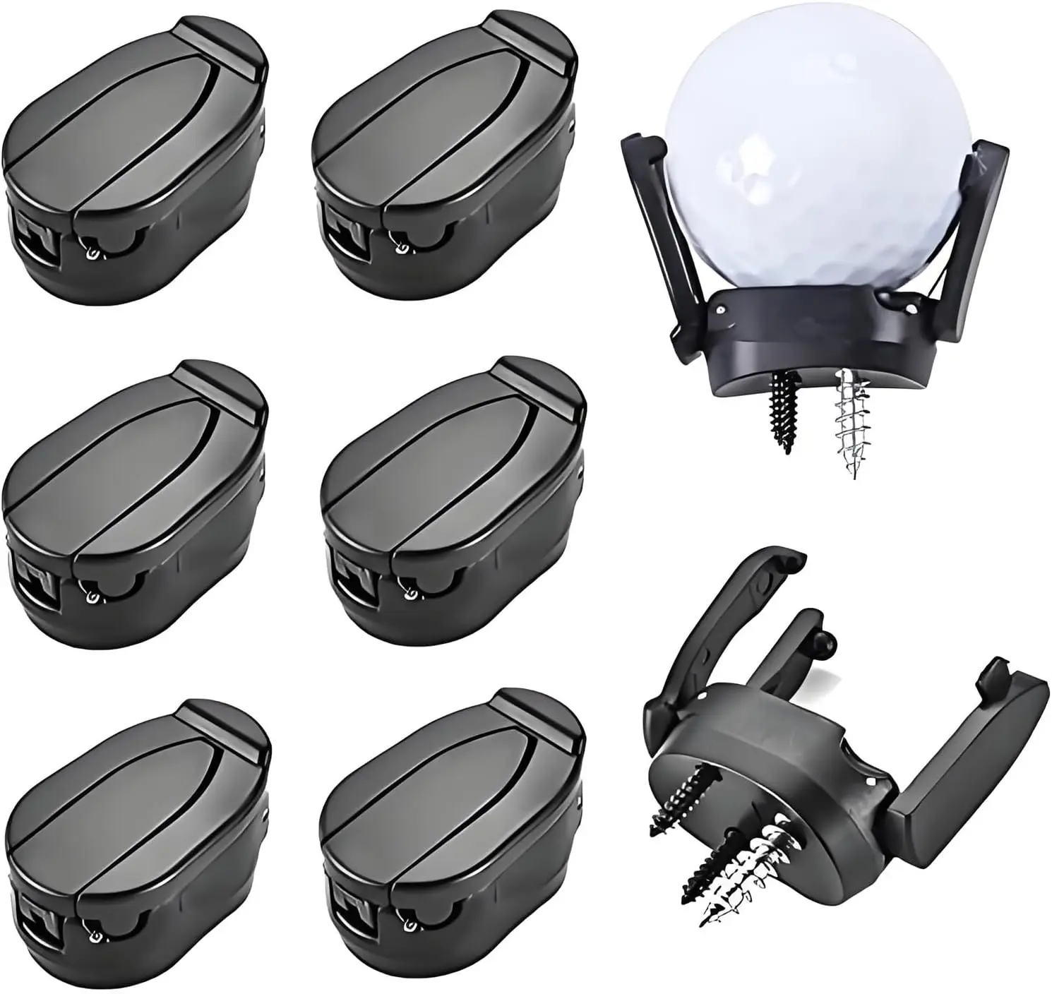 6 count Golf Ball Pick Up Retriever Grabber, Foldable Golf Ball Pick Up Claw Sucker Put On Putter Grip