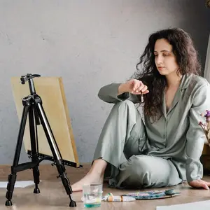 Artist easel stand, painting stand, art easel,50.80 cm to 154.94 cm art easel, suitable for painting canvas and display, aluminum adjustable height display tripod, comes with a black portable bag
