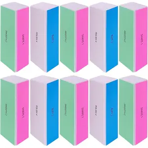4 Way Nail Buffer Block (10 Pcs), Nail Shine Buffers Blocks Files for Natural and Acrylic Nails Smoother Buffing Block Polisher Fingernail File Buffer 120/240/600/3000 Grit for Buffing Shinning