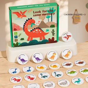 Wooden Dinosaur Memory Match Game for Kids, Educational Toy to Find Same Dinosaurs, Fun Playful Puzzle Game, Safe, Cognitive, Interactive