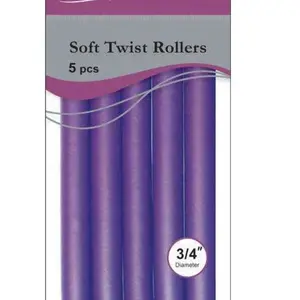 Annie Soft Twist Rollers 3/4in, 5 Count Heatless Hair Curlers, Purple