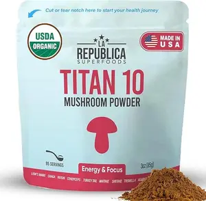 La Republica Titan 10 Organic Mushroom Powder for Focus, Immunity, Energy, Gut Health, and Skin (85 Servings, 3 oz) Healthcare Dietary