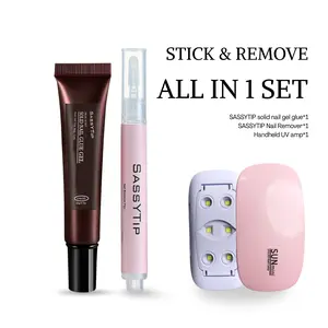 SASSYTIP Stick & Remove All in 1 Set - 3ml Gel Nail Glue, Remover Pen, & UV Lamp for Press-On Nails - Gentle, Strong hold, Pain-Free Removal - Acetone-Free Formula portable