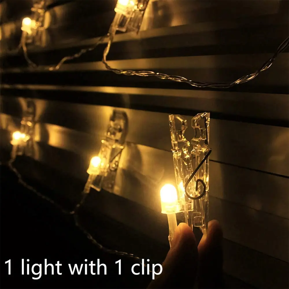 Photo Clip LED String Light, Warm LED String Light with On/Off Control, Decorative Light for Bedroom, Dormitory, Party, Wall Decor, Led Bedroom Lights, Interior Led Lights