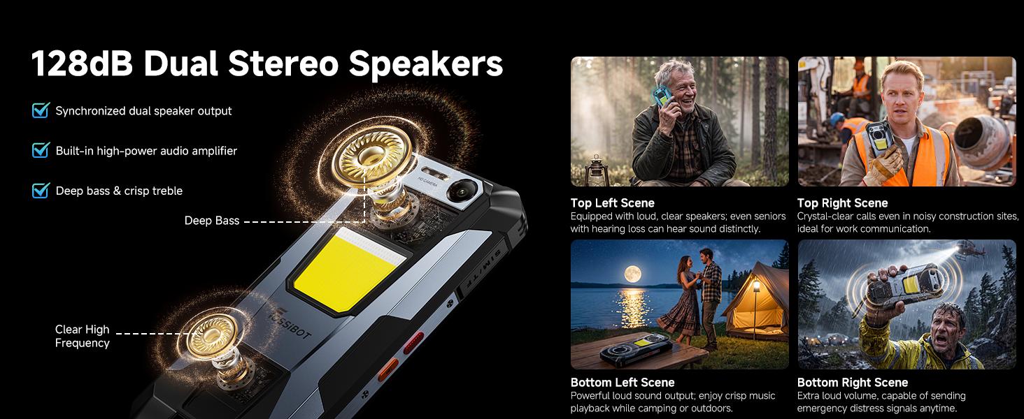 FOSSIBOT F106 Plus Rugged Mobile Phones, 12000mAh Big Battery, 30W Fast Charging, Android 15, 18GB+128GB/2TB Storage, 512LM Camp Light, 128dB Double Speaker, 50MP+20MP Night Vision Camera, 4G Dual SIM, NFC,back to school,back to school haul
