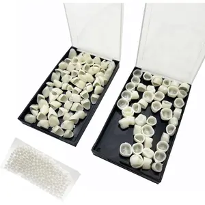 120 Pcs False Teeth Crown Repair Kit Dental Anterior and Posterior Veneers Fake Tooth Cap Crown with Thermal Beads for Fixing or DIY