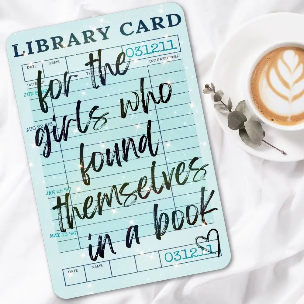 Vintage Library Card Holographic Cardstock Clear Case Insert for Kindle | For the Girls Who Lost Themselves in A Book | Book Lover Gift | Bookish Stickers for Kindle | Kindle Decorating Accessories | Booktok Smartphone Aesthetic Cover | Blue Library