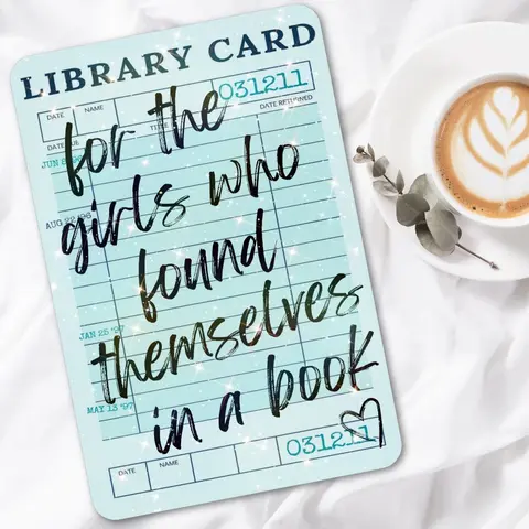 Vintage Library Card Holographic Cardstock Clear Case Insert for Kindle | For the Girls Who Lost Themselves in A Book | Book Lover Gift | Bookish Stickers for Kindle | Kindle Decorating Accessories | Booktok Smartphone Aesthetic Cover | Blue Library