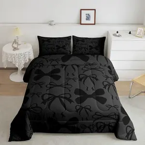 Cute Bowknot Bedding Set,Bow Comforter Set for Women Men,Ultra Soft Bow Comforter,Lovely All Season Duvet Set for Boys Girls Teens