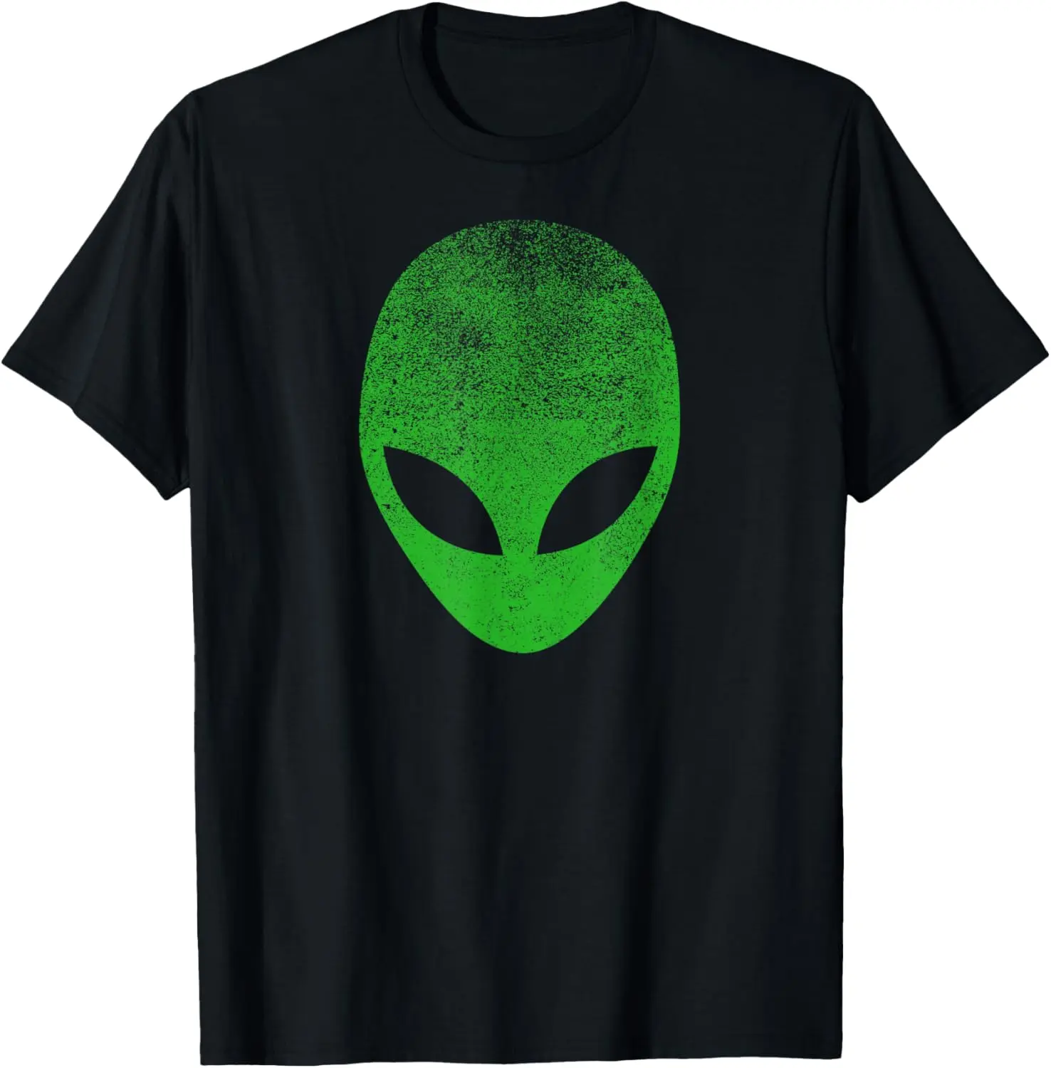 Men's 100% Natural Cotton Short-Sleeve Graphic T-Shirt - Distressed Alien Print, Regular Fit, Round Neck, Soft Breathable, Lightweight, Machine Washable, No Irritation, Streetwear Casual Menswear Top, Breathable Fabric