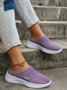 Women's Mesh Slip-On Casual Sneakers, Elastic Band Round Toe Shoes, Ideal for Daily Commute and Travel, All-Season Comfortable Footwear, Casual Fashion Shoes