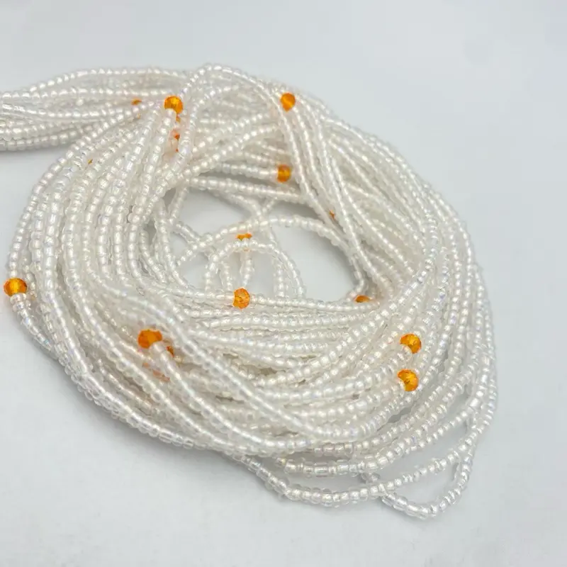 White Waist Beads | Tie On | African Waist Bead | BodyJewelry | Waist Bead | Price Per Item 45”-50”
