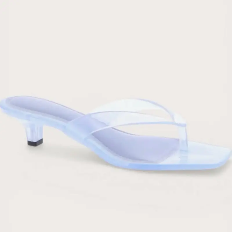Jelly Thong Kitten Heels Sandals| Clear, Smoke & Tan| Sizes 5-10 US