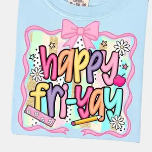 Comfort Colors Happy Friyay , Preppy Back To School , Teacher t Shirt ,  For t Shirts, Teacher Coquette , Shirt Sublimation t shirt