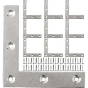 L Flat Brackets,Corner Bracket Corner Brace Mending Plate Repair 80mm x 80mm Stainless Steel Flat Braces for  Tables, Chairs, Sofas, Beds, Cabinets, Doors and Windows,Brushed,Pack of 10