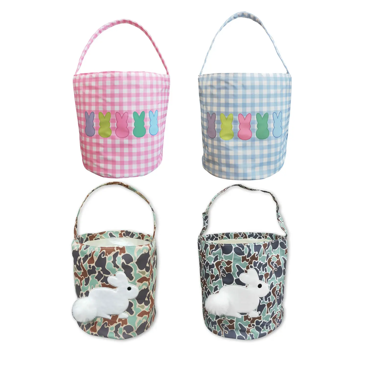 Kids' Easter Camouflage Bunny Bucket Bag - Adjustable Strap Crossbody/Shoulder Option, Goodie Bag Filler, Party Event Prop, Trendy Kids' Fashion Accessory, Crossbody/Shoulder Bag