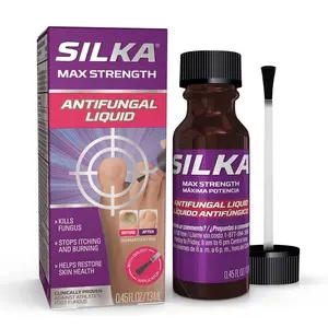 SILKA Max Strength Antifungal Liquid for Toenail Health, Single Pack.  With Brush Applicator, Treatment for Fungus, Solution for Ringworm & Athlete’s Foot, Restores Appearance of Discolored Nail, Tolnaftate 1%,  0.45 Fl Oz  - 1 Pack