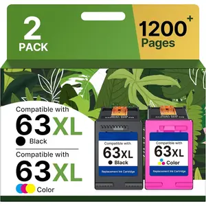 63XL Ink Cartridges Black and Color for  Ink 63 Replacement for  63XL Ink  Combo Pack Works for  OfficeJet 3830 4650 5255 5258; Envy 4520 4512; DeskJet 3630 2130 1112 Printer (2 Pack)