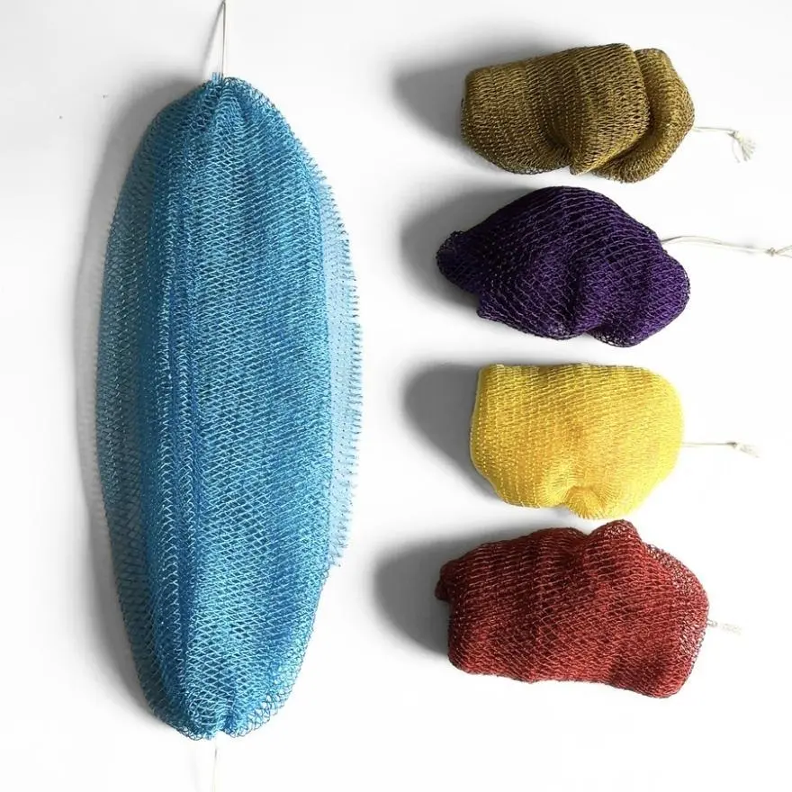 Nubiana Authentic African Exfoliating Net Sponge - Bath Sponge for Softer Smooth Skin - Bath Sponge Shower - Ethically Sourced From Nigeria