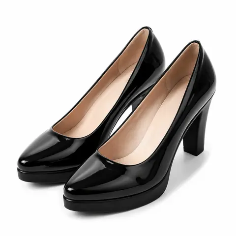 Burgundy Patent Leather Platform Heels Women Platform Heeled I Comfortable Classy Elegant Chunky Block Heel High Heels Pumps Stiletto Pointed Toe Design Thick Heel Shoes