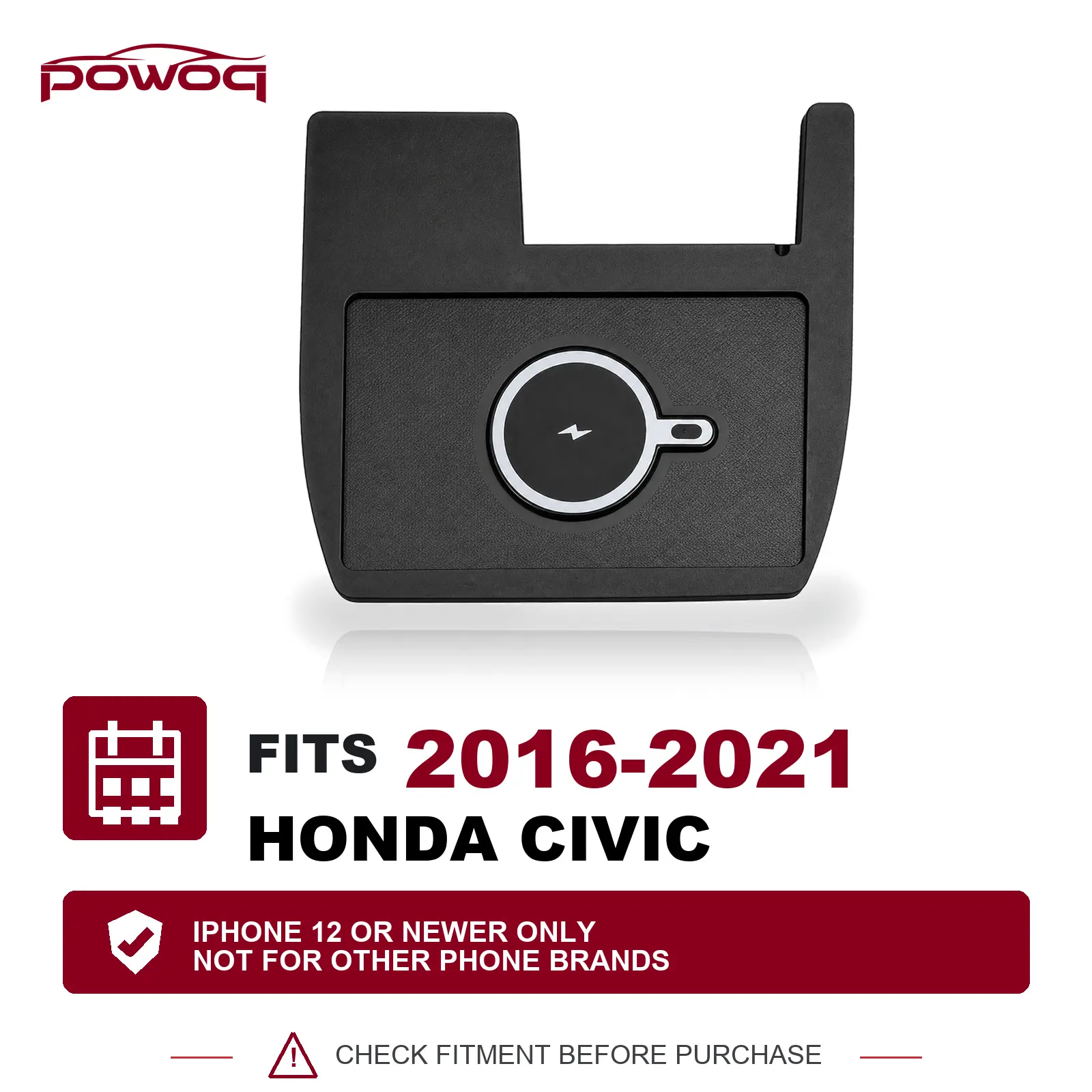 [Fits 16-21 Civic] Wireless Charger Pad Compatible with 2016-2021 Honda Civic Magnetic Car Wireless Charger Fast Charging Tray Replacement for 2016-2021 Honda Civic Accessories