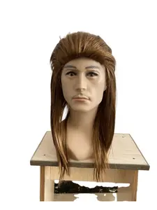 80s and 90s Men's Mullet Wig, Long Straight Rock Wig, Retro Disco Punk Style, Synthetic Hair, Halloween Party, Role Play, Daily Wear