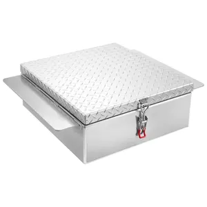 Truck Bed Toolbox, Heavy Duty Aluminum Toolbox With Diamond Plate Finish, Weather-Resistant Storage Chest Organizer For Pickup Trucks, RVs, And Trailers; Supports Up To 220 Lbs, 30.3 X 24 X 9 Inches, Silver