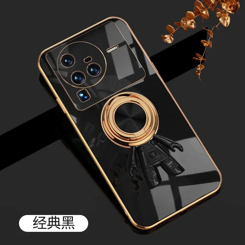 For VIVO X80Pro 6D Astronaut Electroplated Ring Stand Phone Case HNTKR-0199