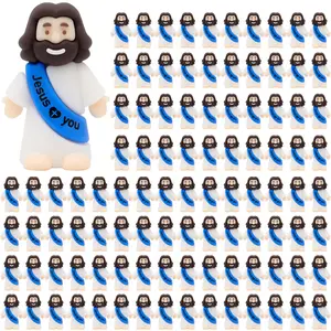Yelakey Mini Jesus Figures 100Pcs Rubber Jesus Figurines Toys in Bulk Religious Party Favors Sunday School Craft Baptism Gifts for Easter Egg Stuffers Ornaments