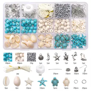 Summer Dreamy Ocean Wind Turquoise Shell Series DIY Handmade Bracelet Necklace Jewelry Material Kit, Craft Supplies for Beginners & Professionals