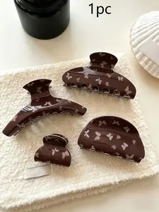 Vintage Elegant Butterfly Print Hair Claw Clip, Versatile Back-Of-Head Hairstyle Shark Clip, Stylish Hair Accessory for All Seasons