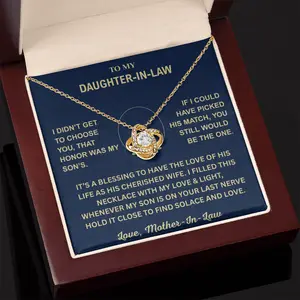 Daughter-in-Law Gift – Love Knot Necklace with Cubic Zirconia, Meaningful Jewelry for Wedding, Birthday, Christmas, Anniversary