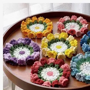 Handmade crochet fashion coasters, lily of the valley coasters, finished products that enhance quality of life, creative gifts, Mother's Day gifts, Valentine's Day gifts, beautiful floral designs
