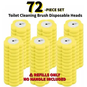[ Refills Only, No Handle Included ] 72PCS Disposable Toilet Brush Refill Heads with Pre-loaded Cleaner, Universal Fit, Yellow Durable Refills for Home & Outdoor Use