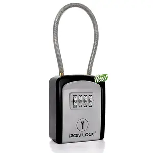 Iron Lock® Portable Key Lock Box with Cable and 4-Digit Code for Indoor/Outdoor Use