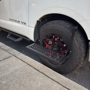 Nilight Folding Heavy Duty Tire Step for Truck SUV and RV, Non-Slip Steel Surface, Adjustable to Fit Tire from 10” to 15” Rated up to 350 Lbs,Easy to Install and Adjust Red Maximum Weight Capacity Portable