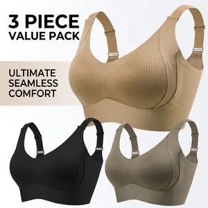 Women's Minimalist Solid Color Wireless Bra, Comfortable Breathable Seamless Push Up Bra, Softness Underwear for All Seasons, Soft Comfy Bra