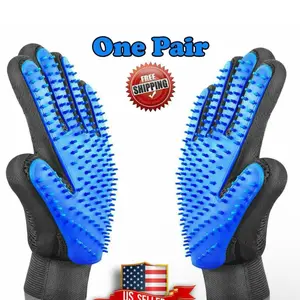 1 Pair Pet Dog Cat Hair Remover Mitt Massage Brush Deshedding Grooming Gloves