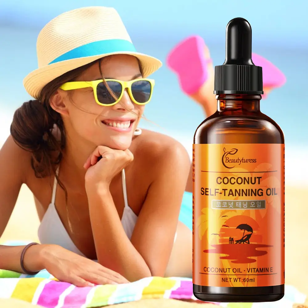 Coconut & Argan Tanning Oil | Nourishing Blend with Jojoba & Buriti | Lightweight, Glow-Boosting Formula | Dropper Design, Travel-Friendly