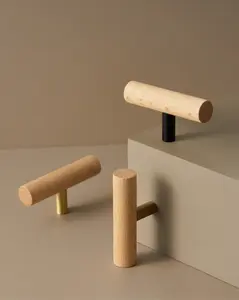 SIENA WOOD & SOLID BRASS T-BAR KNOB