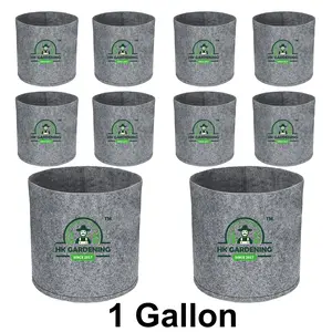 Plant Grow Bags 1 Gallon/10Pcs  Round Fabric Pot Aeration  Grey - NO handle ,Ideal for Home and Garden -HK Gardening