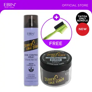 EBIN 24hr Edge Control (Active hold) + Edge Control Spray bundle with Free Edge Brush | Extreme hold, Shine boosting, lightweight