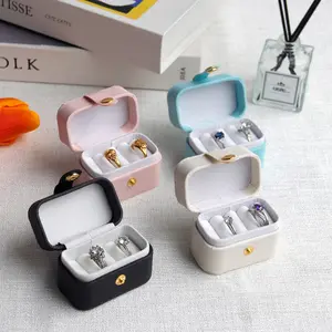 Mini Faux Leather Travel Ring Case, 4-Slot Compact Jewelry Organizer For Rings And Stud Earrings, Lightweight Portable Accessory Storage Box For Daily Carry, Vacation And Practical Gift For Women