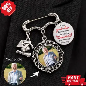 Graduation Walking Beside You Every Step, Custom Graduation Label Pin Photo Text Charm, Memorial Graduation Gift For Him/Her,2026 Graduation