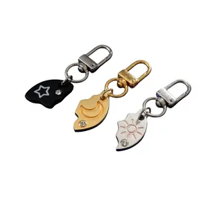 High-End Magnetic Star-Moon Alloy Splicing Circular Keychain, 3-Person Design, Summer Vibe Fashion Accessory, Ideal Gift for Girlfriends