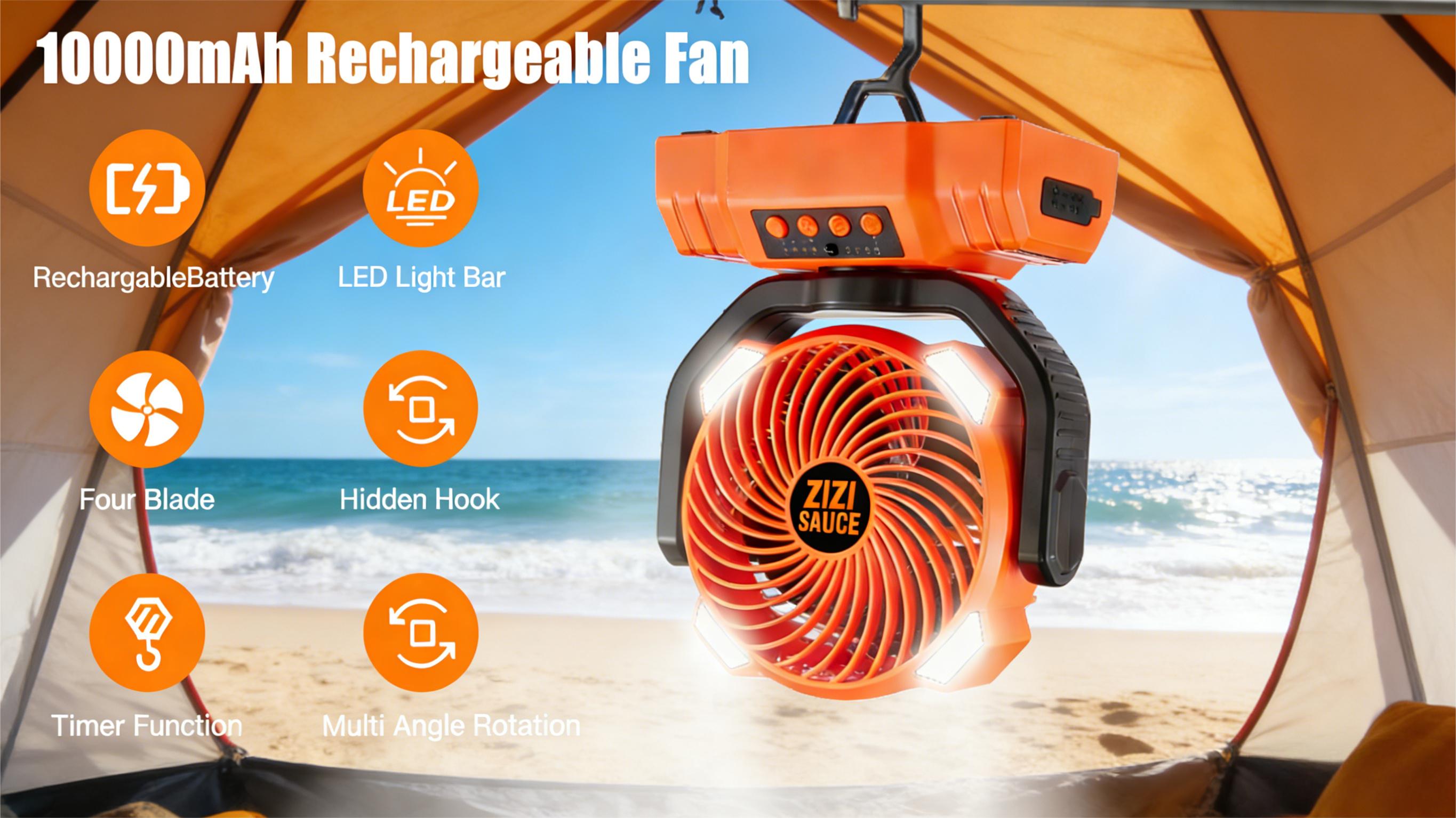 Zizi Sauce Portable LED Camping Fan 10000mAh Rechargeable 8.7-Inch Ultra Quiet Foldable Stand Compact Lightweight 3 Speed Settings for Outdoor Activities Operated Fan for CampingPortable Rechargeable Multifunction Fan battery fan rechargeable fan Zizi Sauce Portable LED Camping Fan 10000mAh Rechargeable 8.7-Inch Ultra Quiet Foldable Stand Compact Lightweight 3 Speed Settings for Outdoor Activities Operated Fan for CampingPortable Rechargeable Multifunction Fan battery fan rechargeable fan
